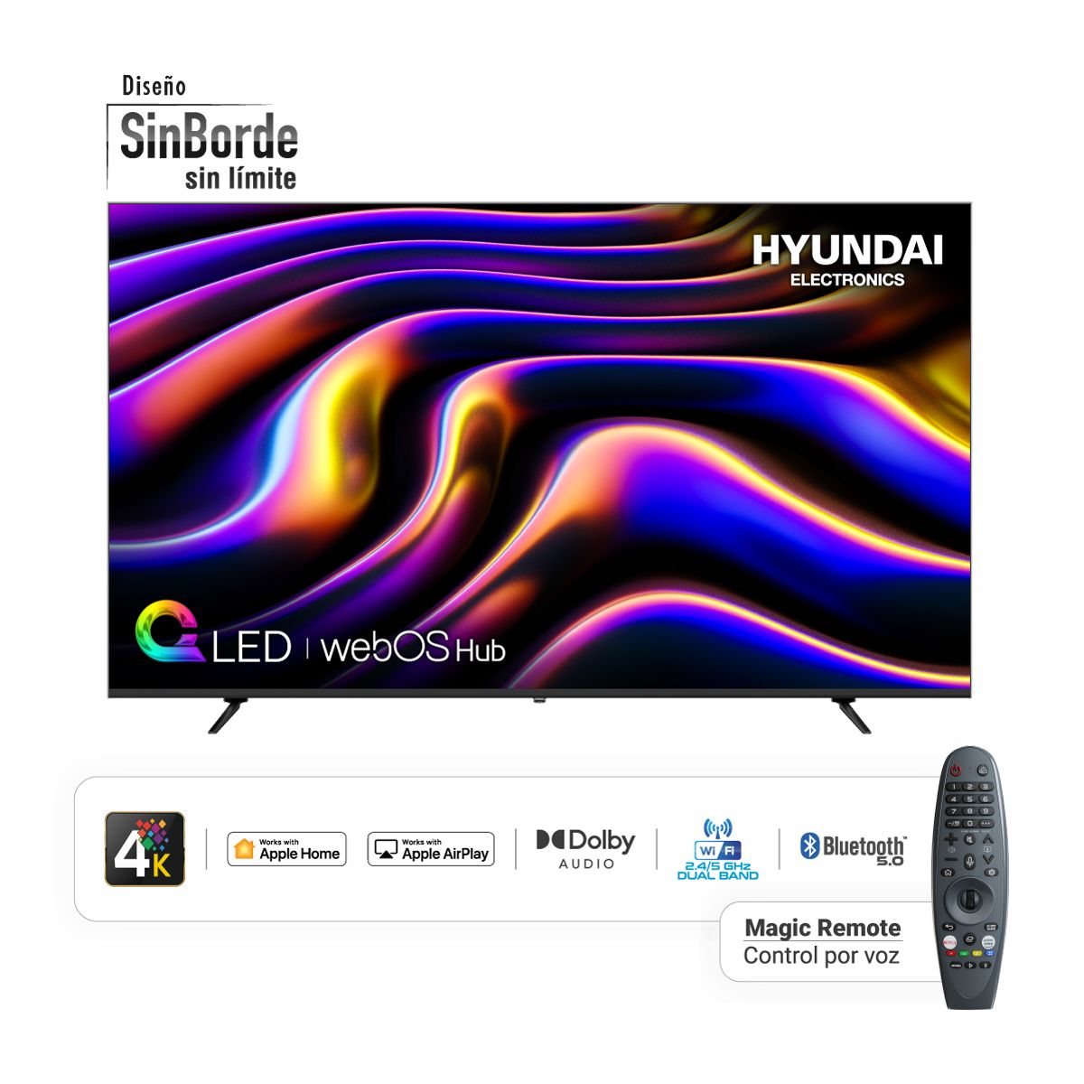 HYUNDAI - Televisor 86 Pulgadas  4K UHD Smart Tv Negro-Gris HYLED8601QW4KM