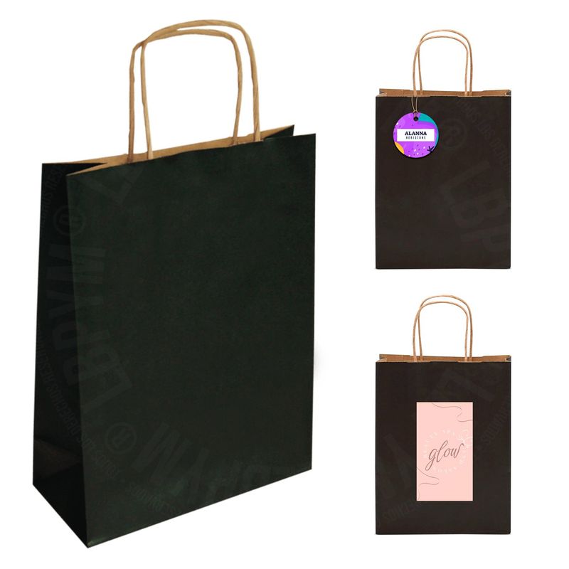 GENERICO - 10 Bolsas de regalo en papel kraft 27x22x11