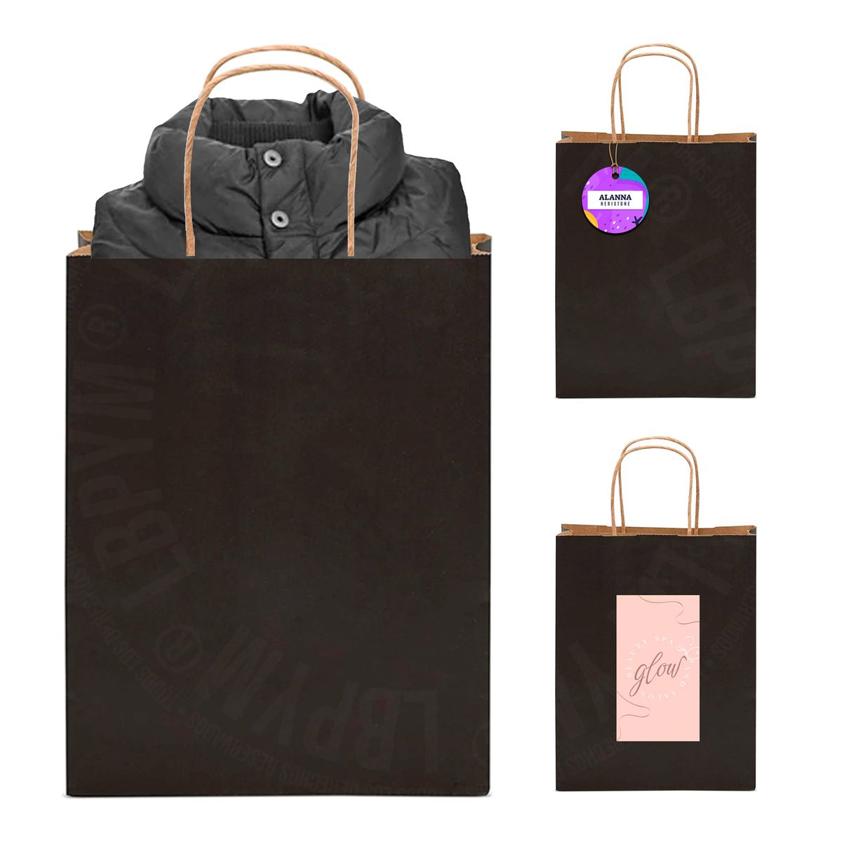 GENERICO - 10 Bolsas de regalo grandes en papel kraft 31x42x12