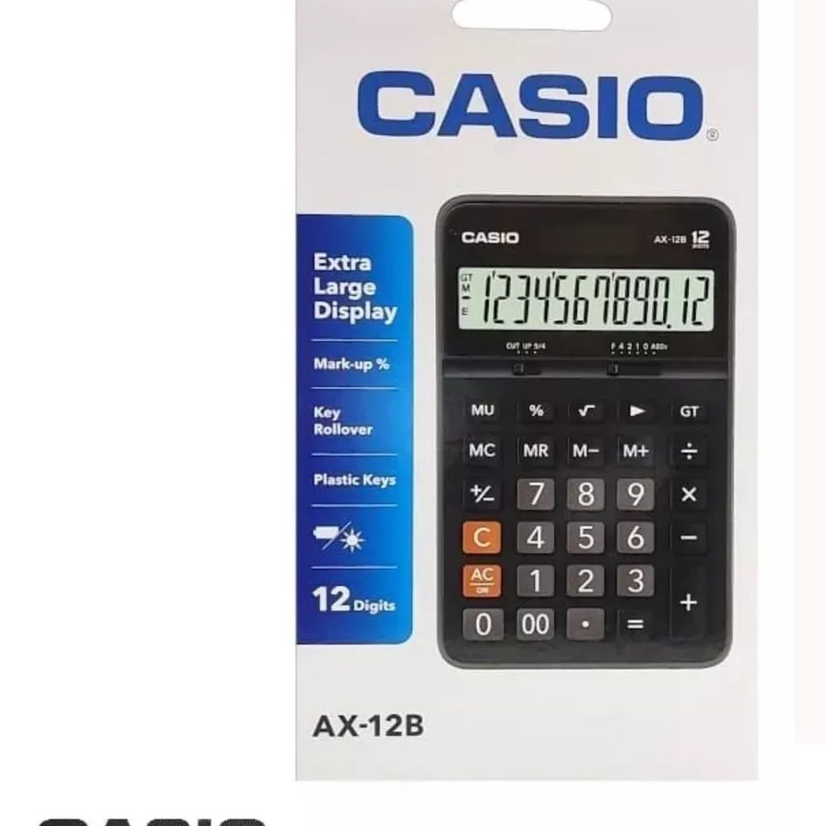 CASIO - Calculadora Casio De Escritorio 12 Digitos Carga Solar Ax12b
