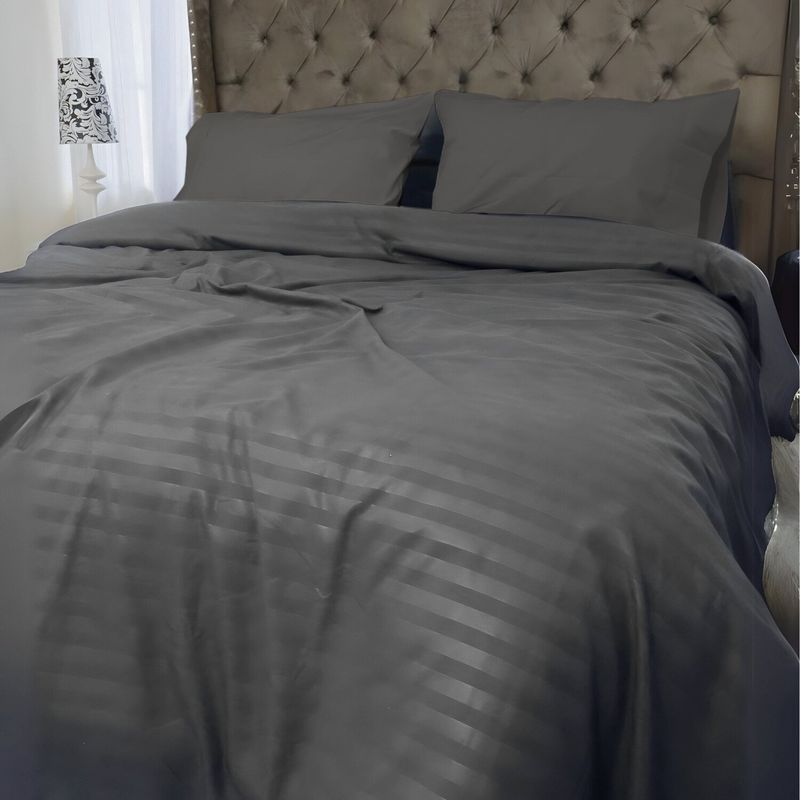 KARYTEX - Funda Duvet Sateen Rayas Cama King Color Gris Oscuro 125 Gramos Mindy.