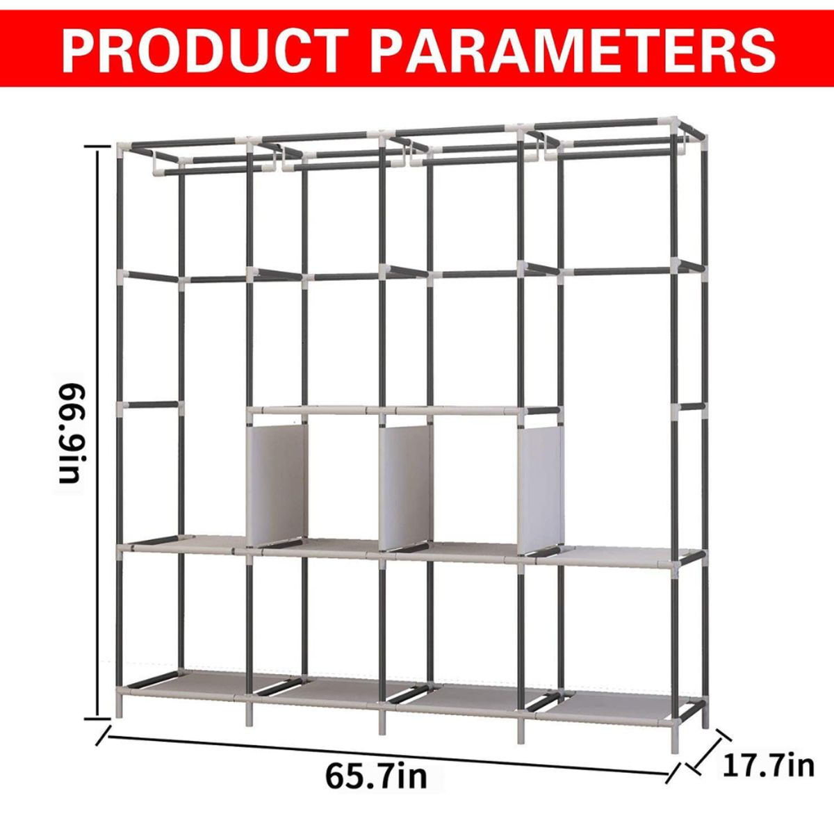 GENERICO - Closet Armario Para Ropa Organizador 10 Estantes 1.70cm Alto