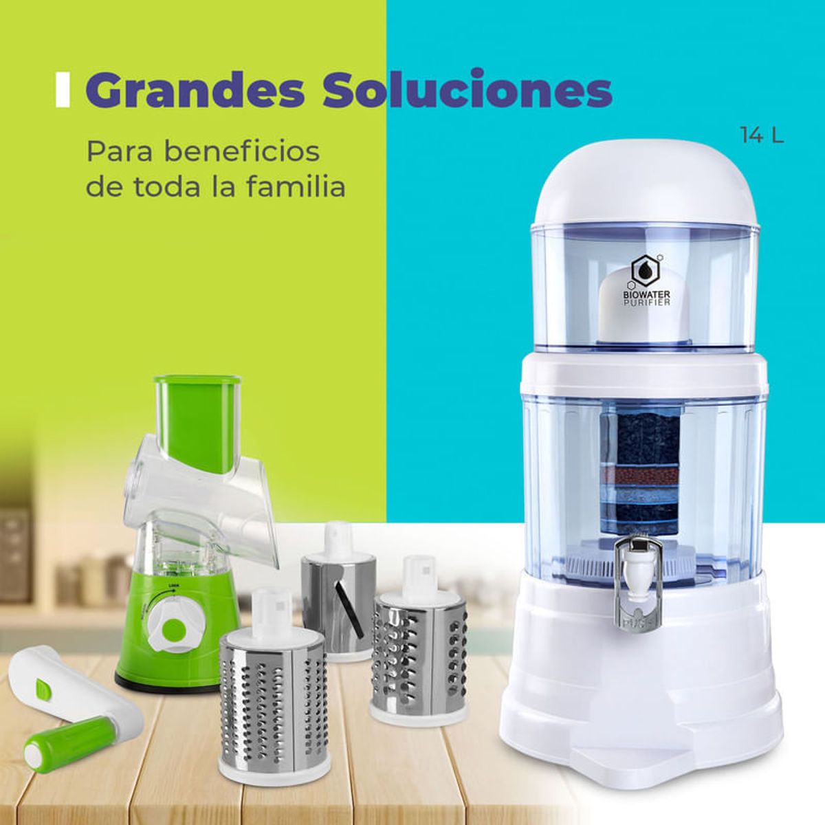 CHEF MASTER - Filtro de Agua Biowater Chef Master + Molino Rallador Verdura