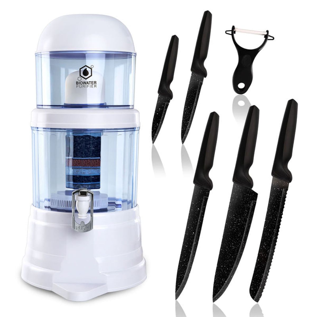 CHEF MASTER - Filtro de Agua Biowater Chef Master + 5 Cuchillos + Pelador