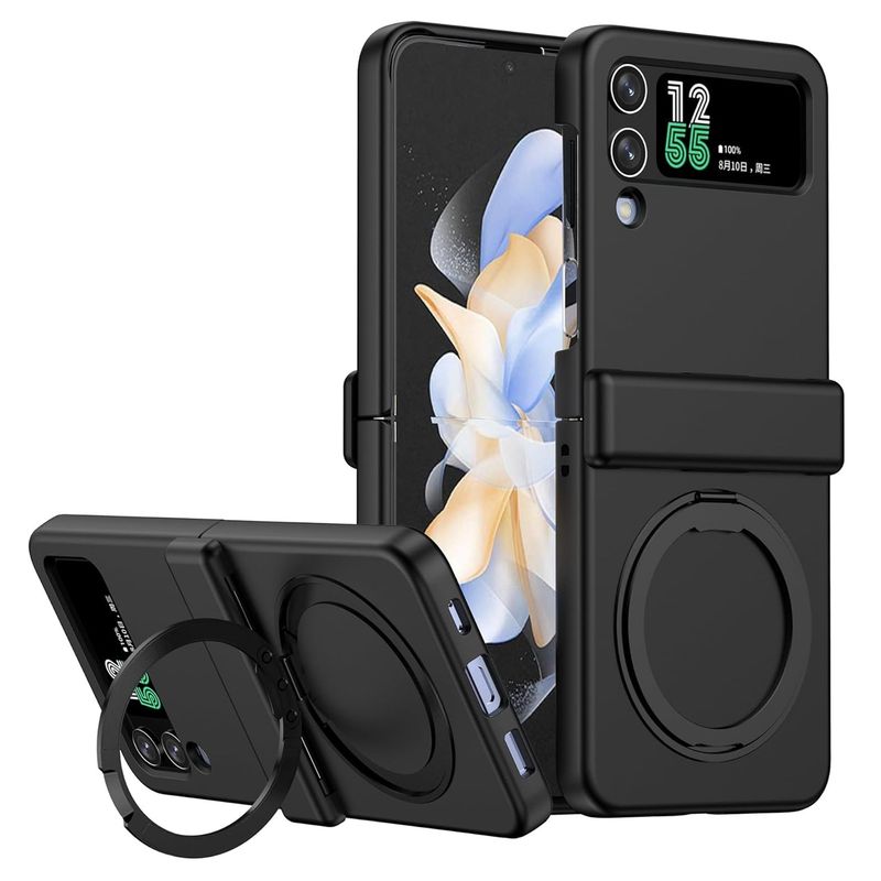 GENERICO - Case Protección Bisagra Soporte Compatible Samsung Z Flip 3 y 4 Negro