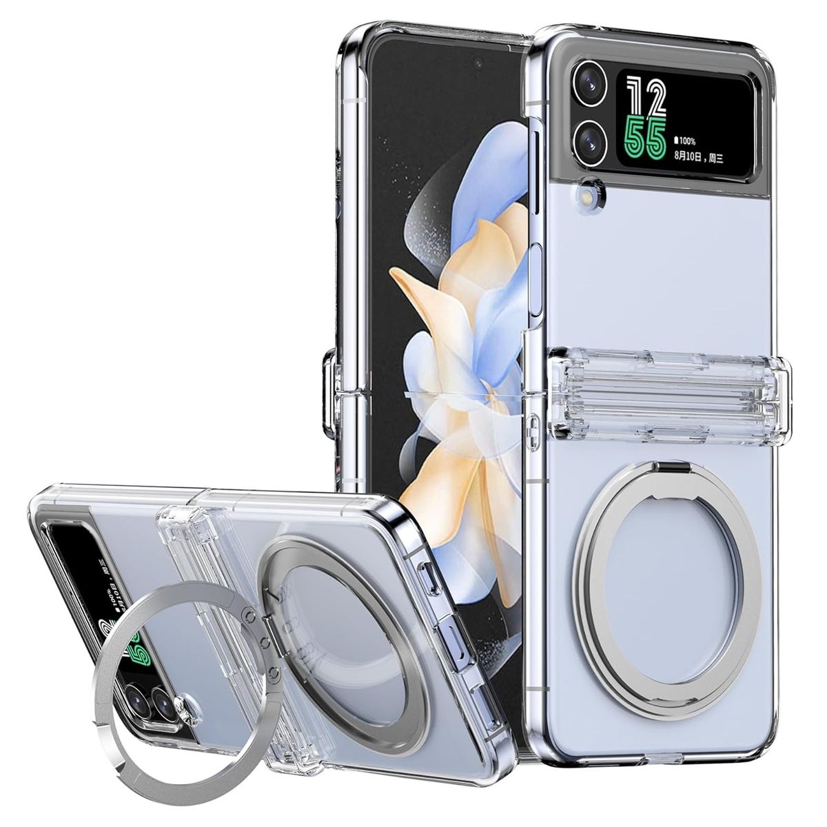 GENERICO - Case Bisagra Soporte Compatible Samsung Z Flip 3 y 4 Transparente