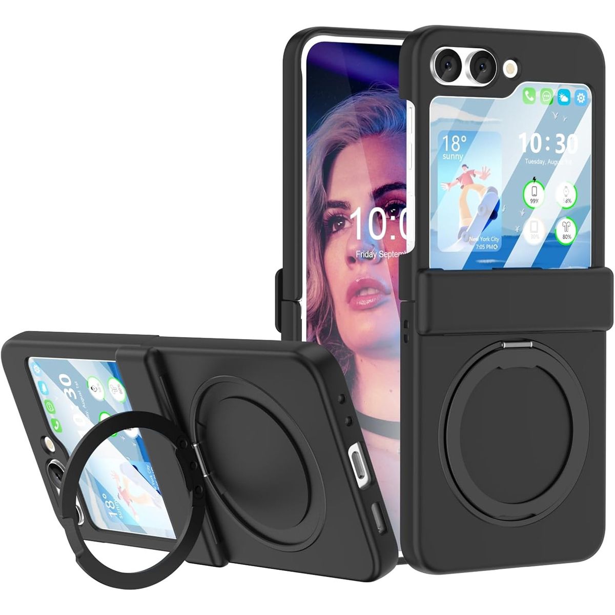 GENERICO - Funda Bisagra Soporte Compatible Samsung Z Flip 6 Z Flip 7 FE Negro