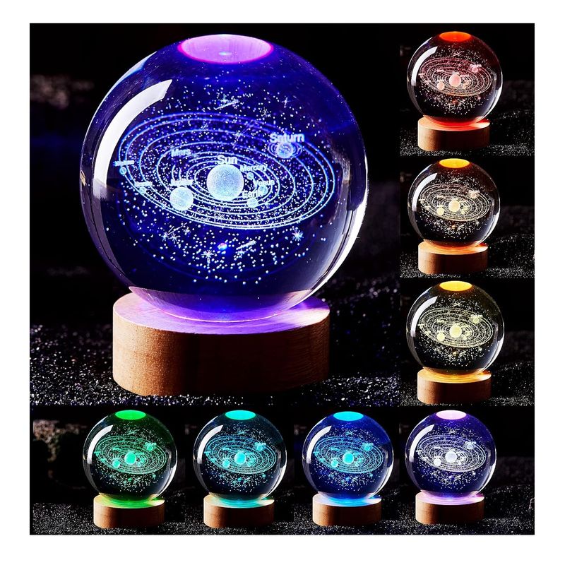 GENERICO - Lámpara De Bola De Cristal Del Sistema Solar 3D Luz Nocturna