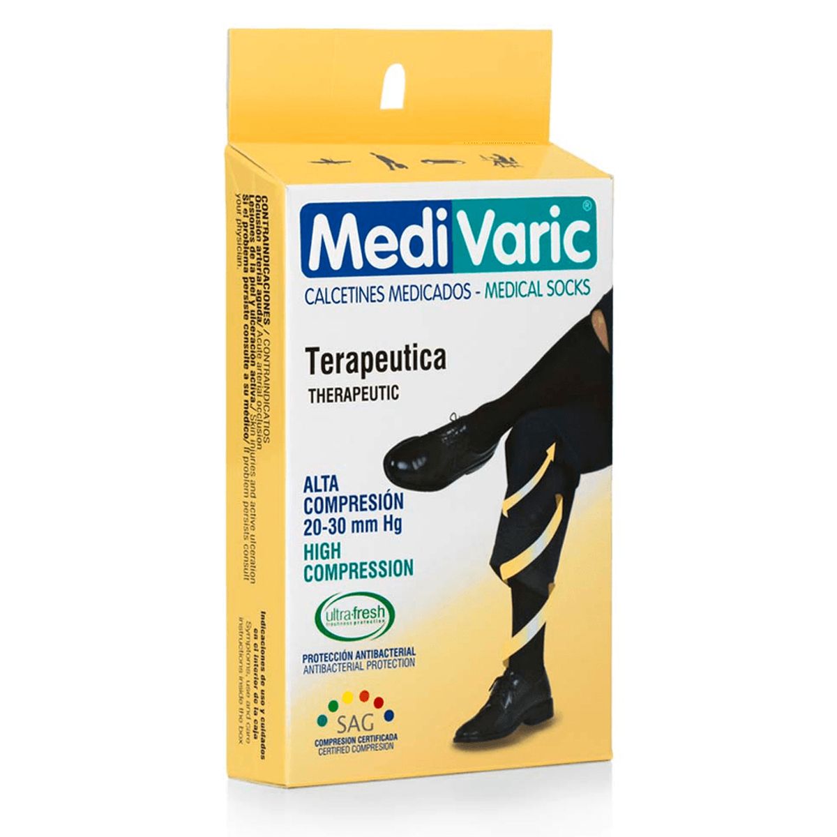 MEDIVARIC - Calcetin Hombre 20-30 Mmhg Medivaric Talla L Café