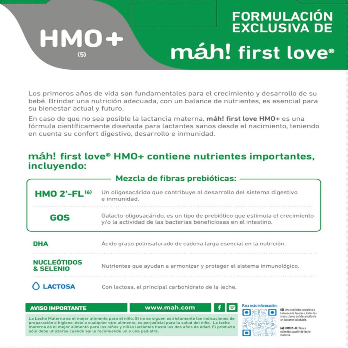 MAH - Formula Infantil Mah! First Love Hmo Etapa 0-6m X 1600g