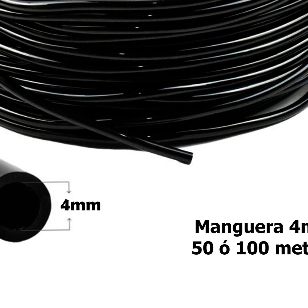 GENERICO - Manguera 4mm Riego Rollo 100 mts