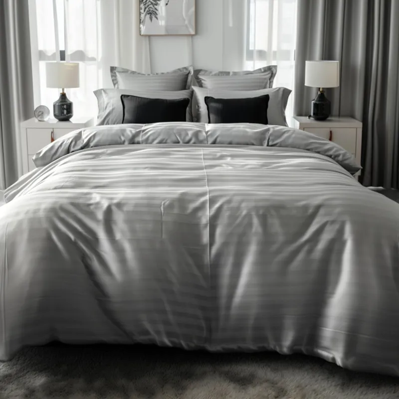 KARYTEX - Funda Duvet Sateen Rayas Cama Sencilla Color Gris Plata 125 Gramos Mindy.