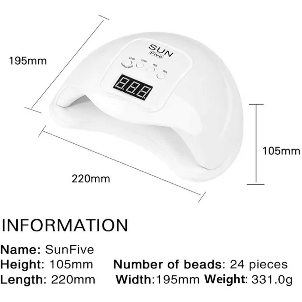 HOME - Lampara Secador Uñas Uv Led 48w Temporizador Color Blanco