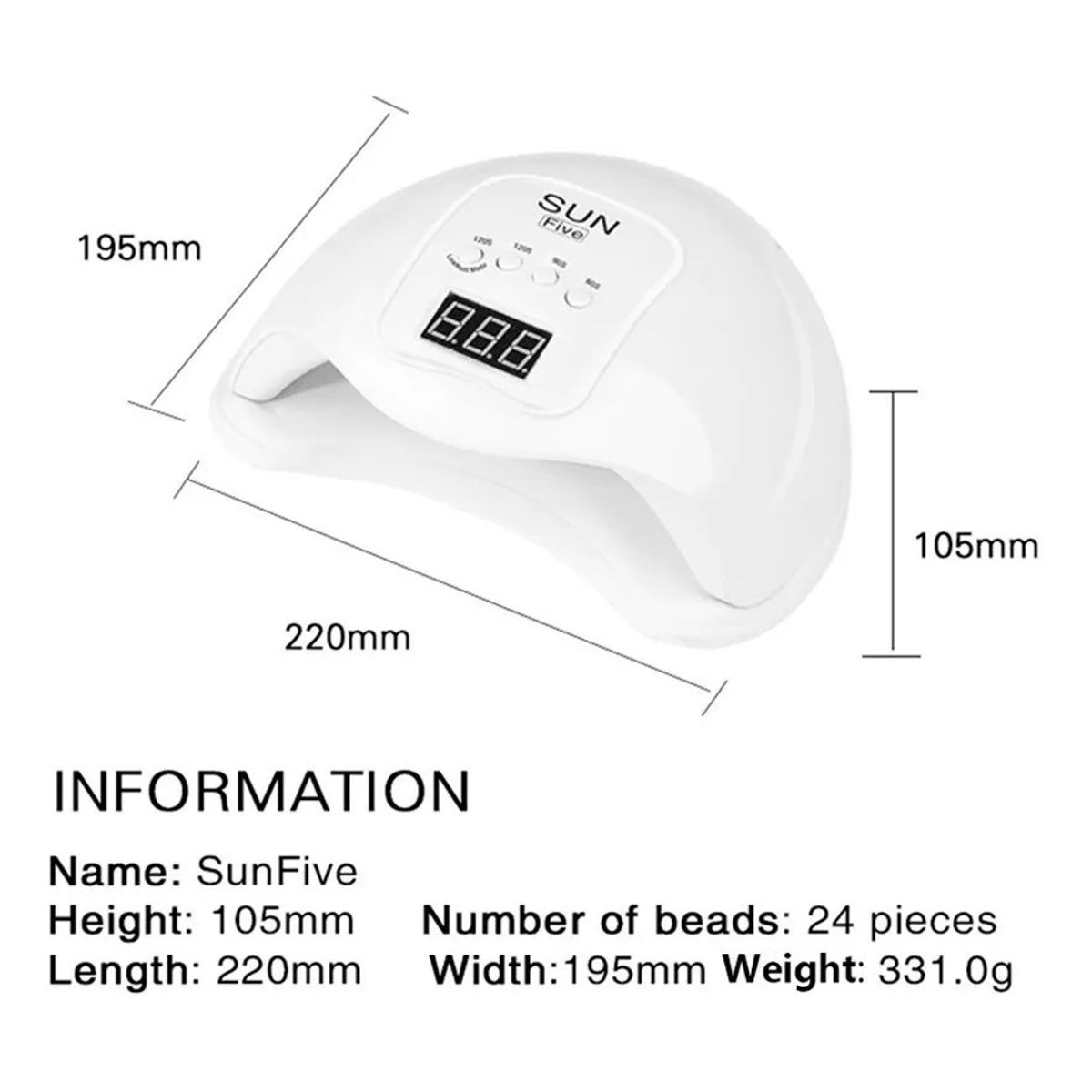 HOME - Lampara Secador Uñas Uv Led 48w Temporizador Color Blanco