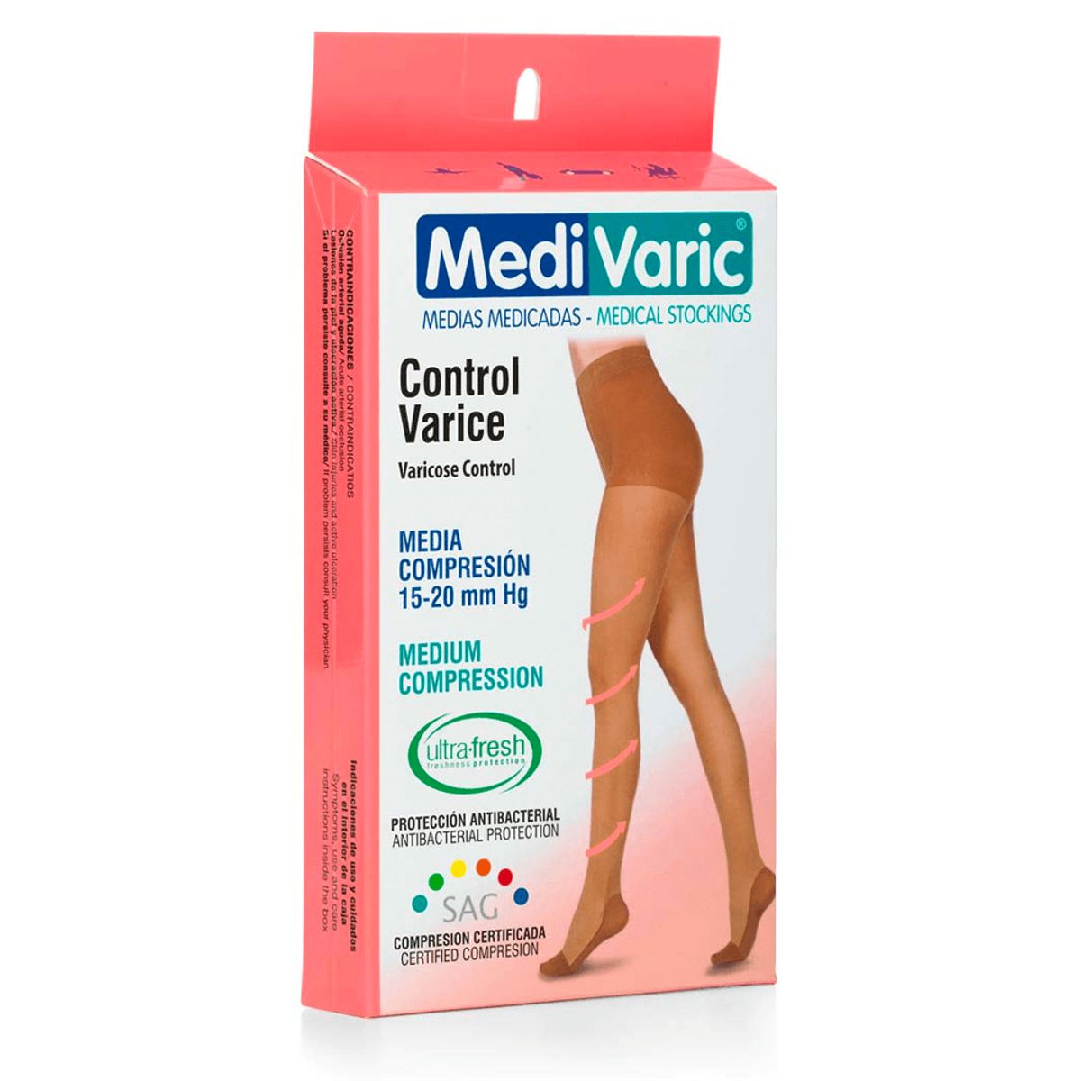 MEDIVARIC - Media Dama Cadera 15-20 Mmhg Medivaric Opaca Talla L Beige