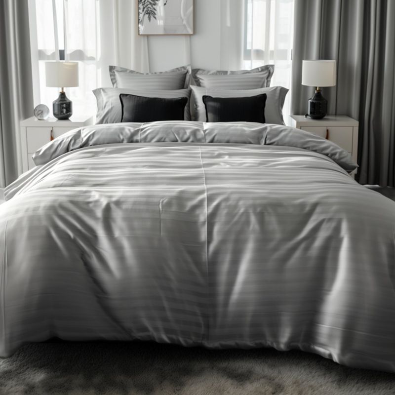 KARYTEX - Funda Duvet Sateen Rayas Cama King Color Gris Plata 125 Gramos Mindy.