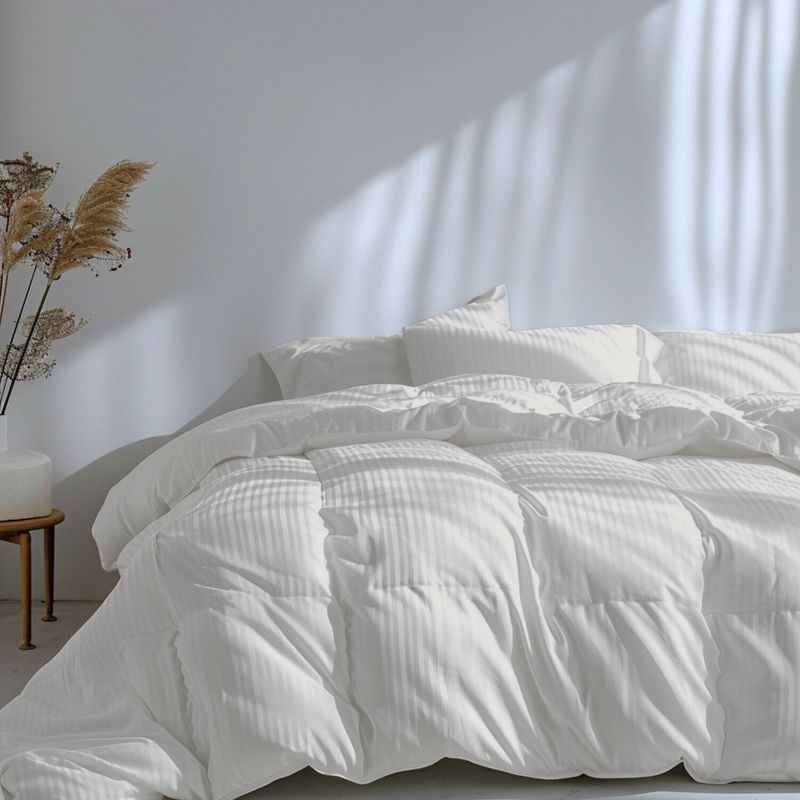KARYTEX - Funda Duvet Sateen Rayas Cama Queen Color Hueso 125 Gramos Mindy.