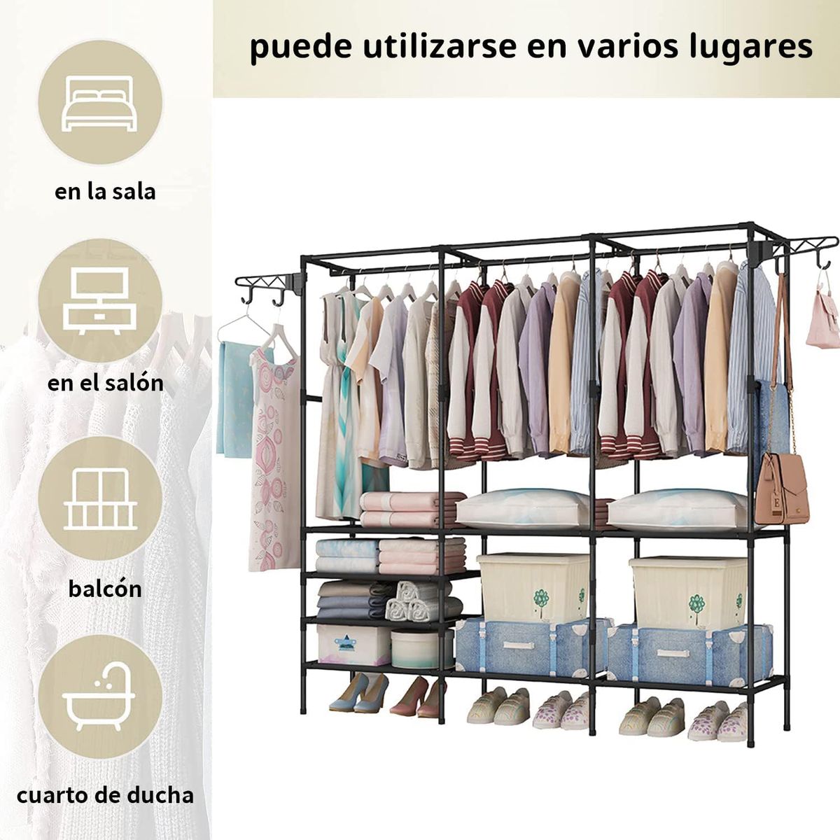 GENERICO - Closet Organizador Tubular de Ropa Closet Armable_.