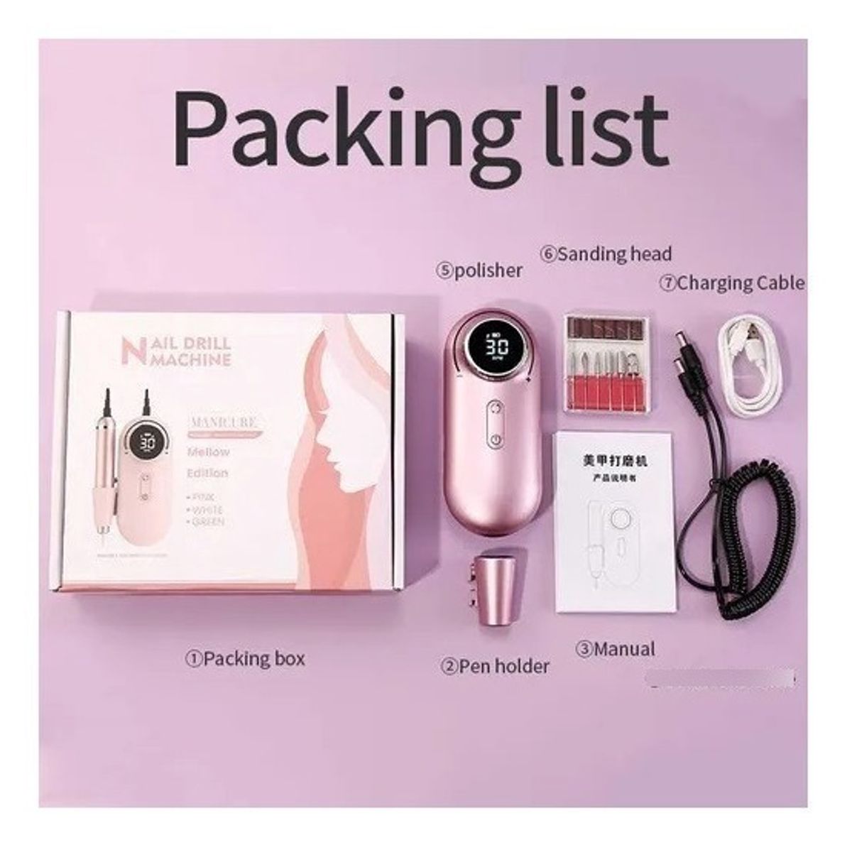 GENERICO - Kit Manicure Pedicure Taladro Pulidor Profesional