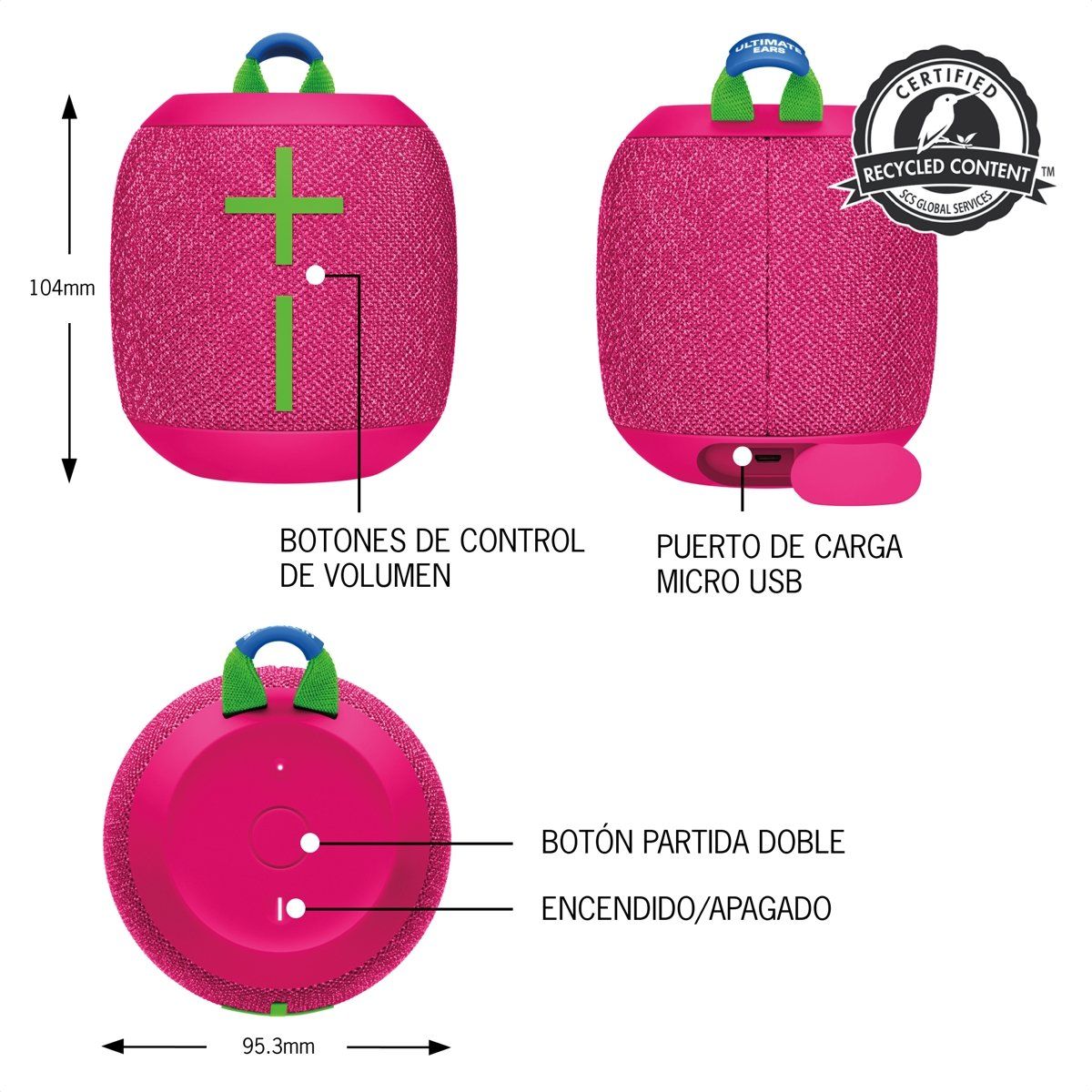 ULTIMATE EARS - Parlante Impermeable Bluetooth, Ultimate Ears Wonderboom 3 Rosa