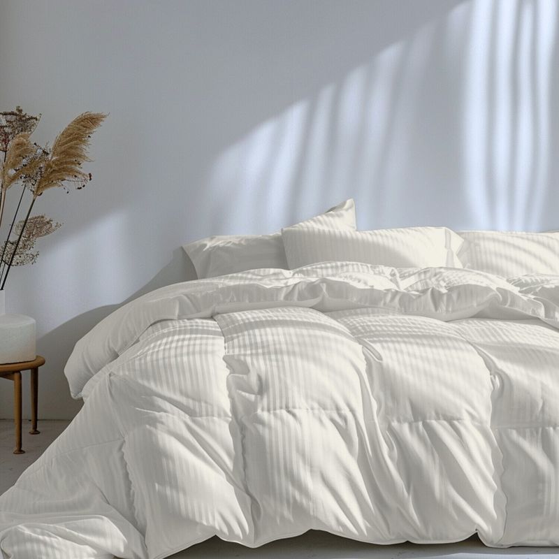 KARYTEX - Funda Duvet Sateen Rayas Cama King Color Ivory - Beige 125 Gramos Mindy.