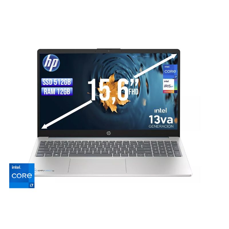 HP - Portatil Hp 15 Intel Core I7 1355u Ssd 512gb Ram 12gb Led 15,6 - Win 11 Home
