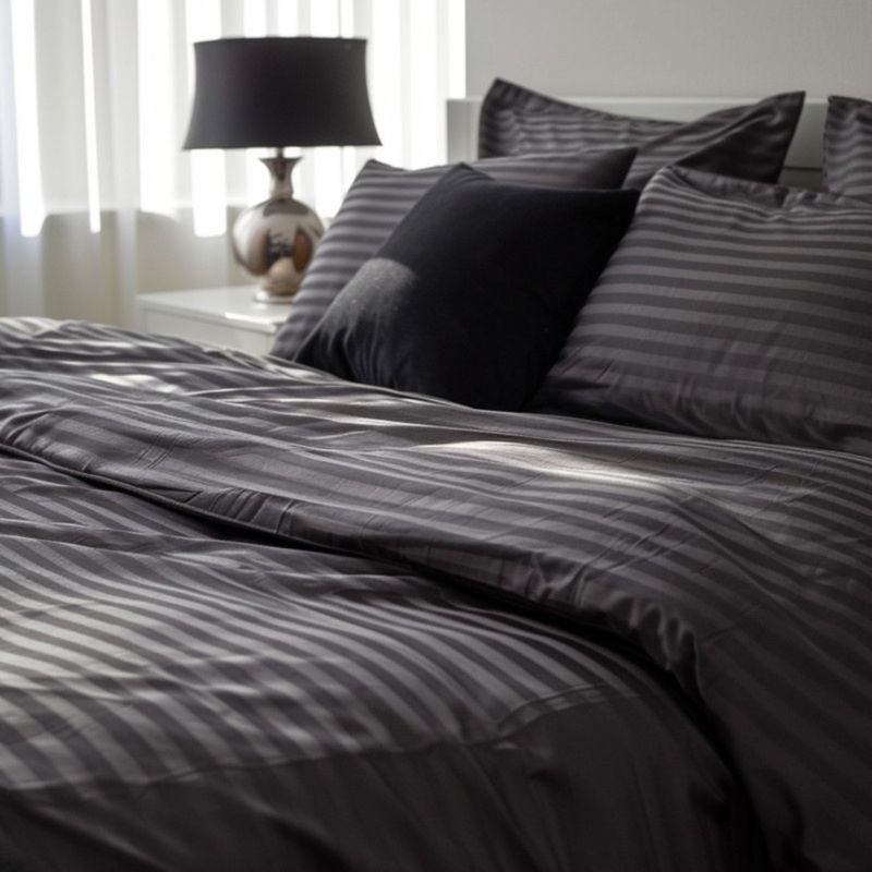 KARYTEX - Funda Duvet Sateen Rayas Cama King Color Negro 125 Gramos Mindy.