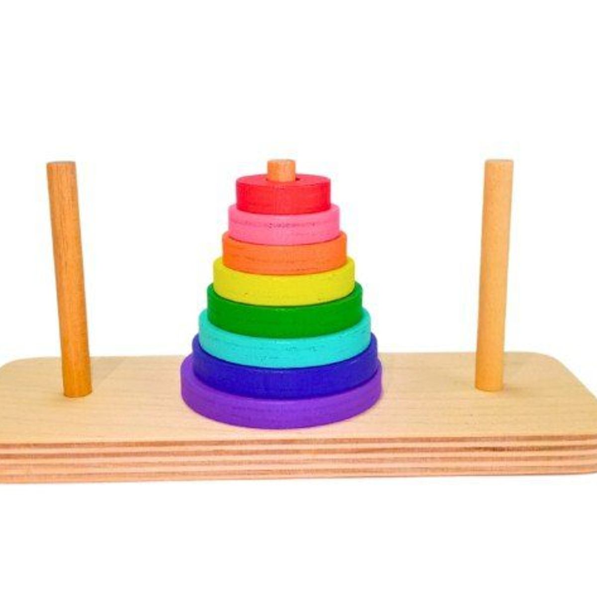 GENERICO - Juego Didáctico Madera Torre de Hanoi con Aros Encajables
