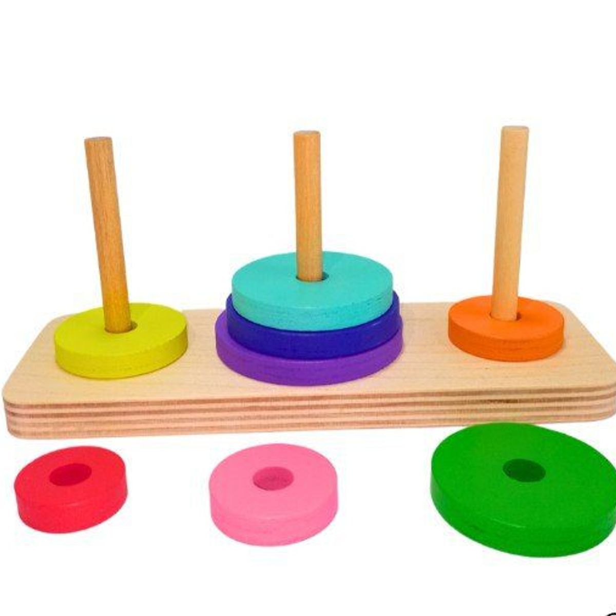 GENERICO - Juego Didáctico Madera Torre de Hanoi con Aros Encajables