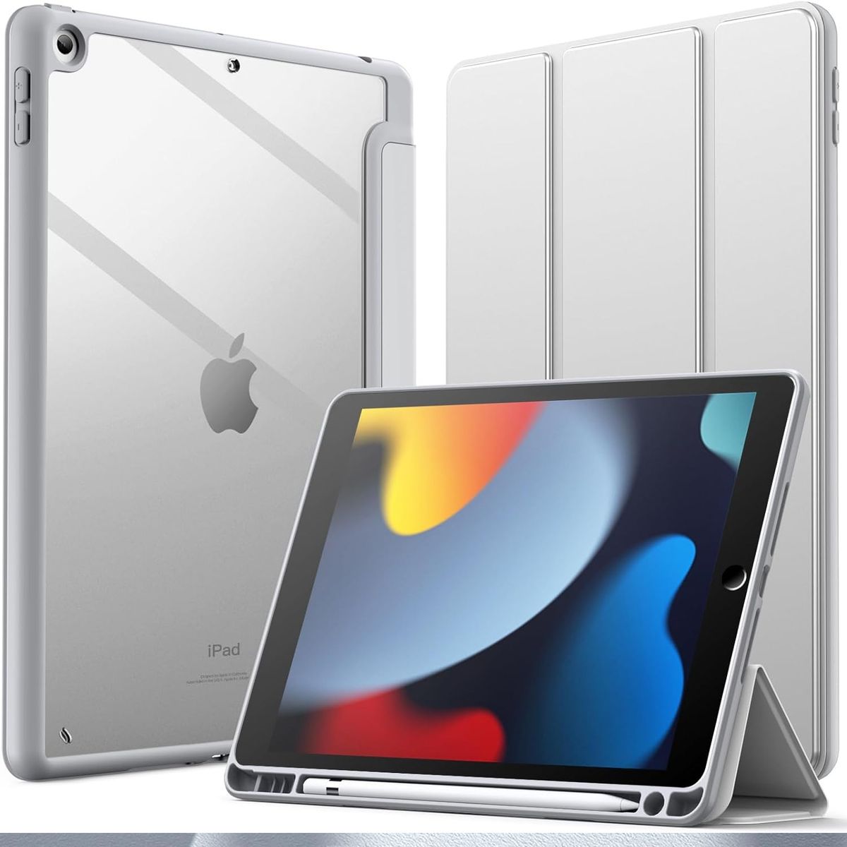 GENERICO - Estuche Protector Smart Clear Magnético Para Ipad 10.2 7a, 8a, 9a Generación - Color Gris