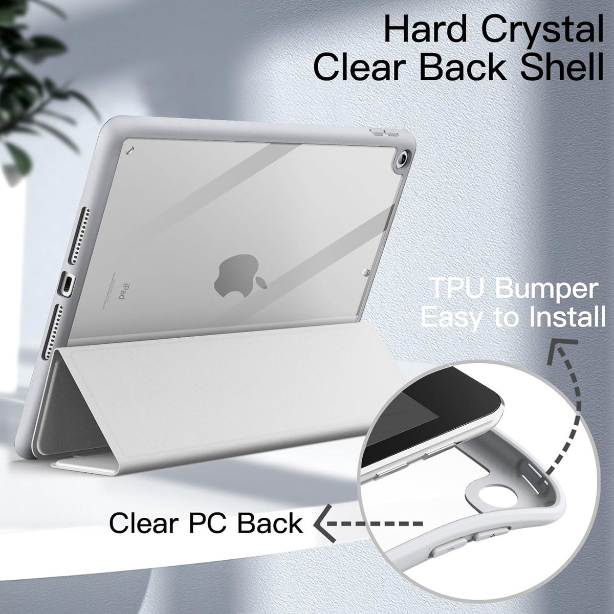 GENERICO - Estuche Protector Smart Clear Magnético Para Ipad 10.2 7a, 8a, 9a Generación - Color Gris