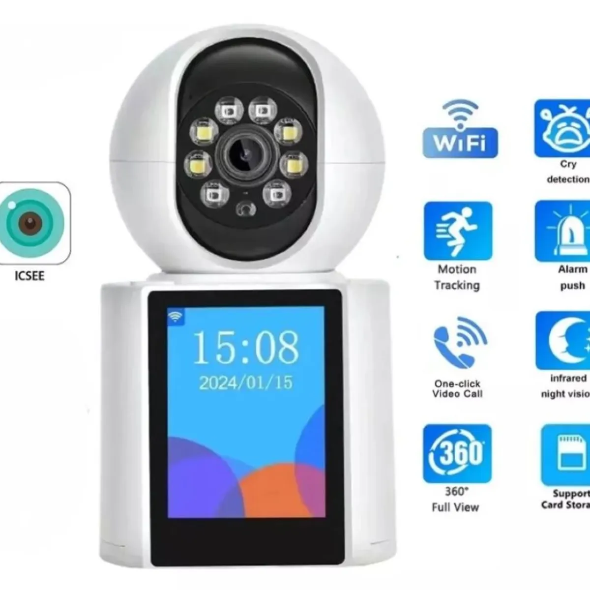 ZHOPI CO - Camara De Seguridad Wifi Video Llamada Con Pantalla