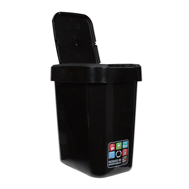 RIMO - Papelera Vaiven Plana Ecorimo 22 Litros Negra