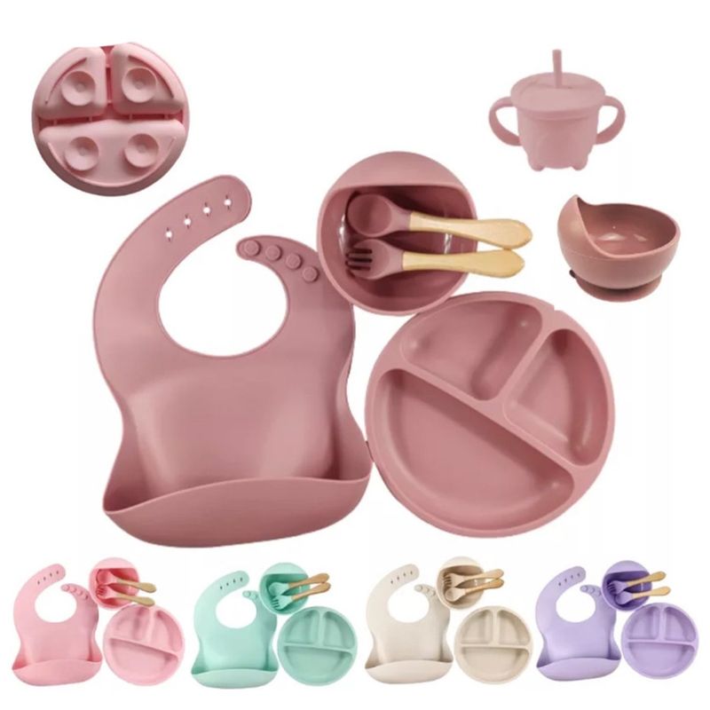 ONE PIXEL - Set Vajilla Para Bebé 7 Piezas Silicona Libre BPA Elegante