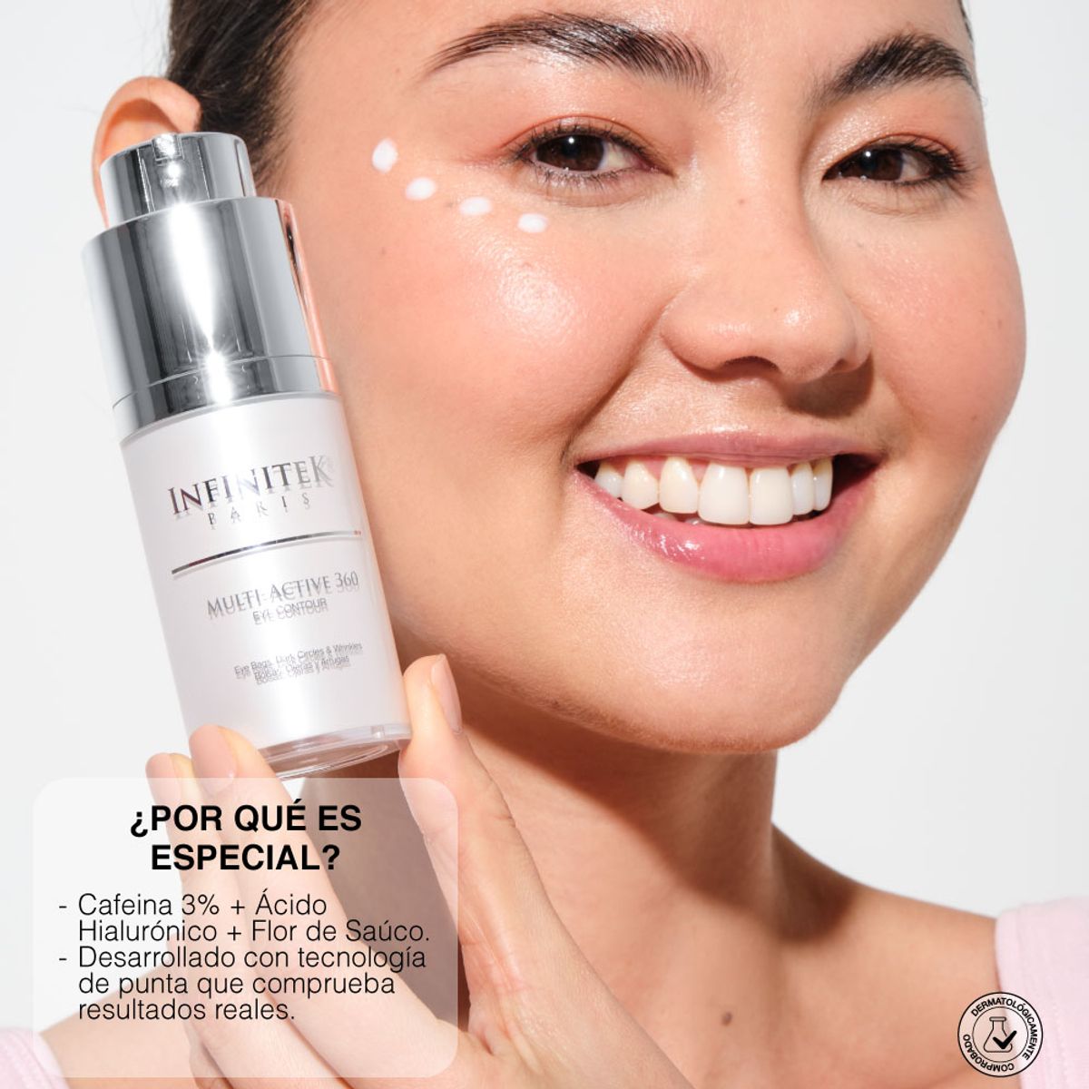 INFINITEK PARIS - Contorno de Ojos Infinitek Paris con Cafeína 3% + Ácido Hialurónico – Bolsas, ojeras y arrugas 15 ml