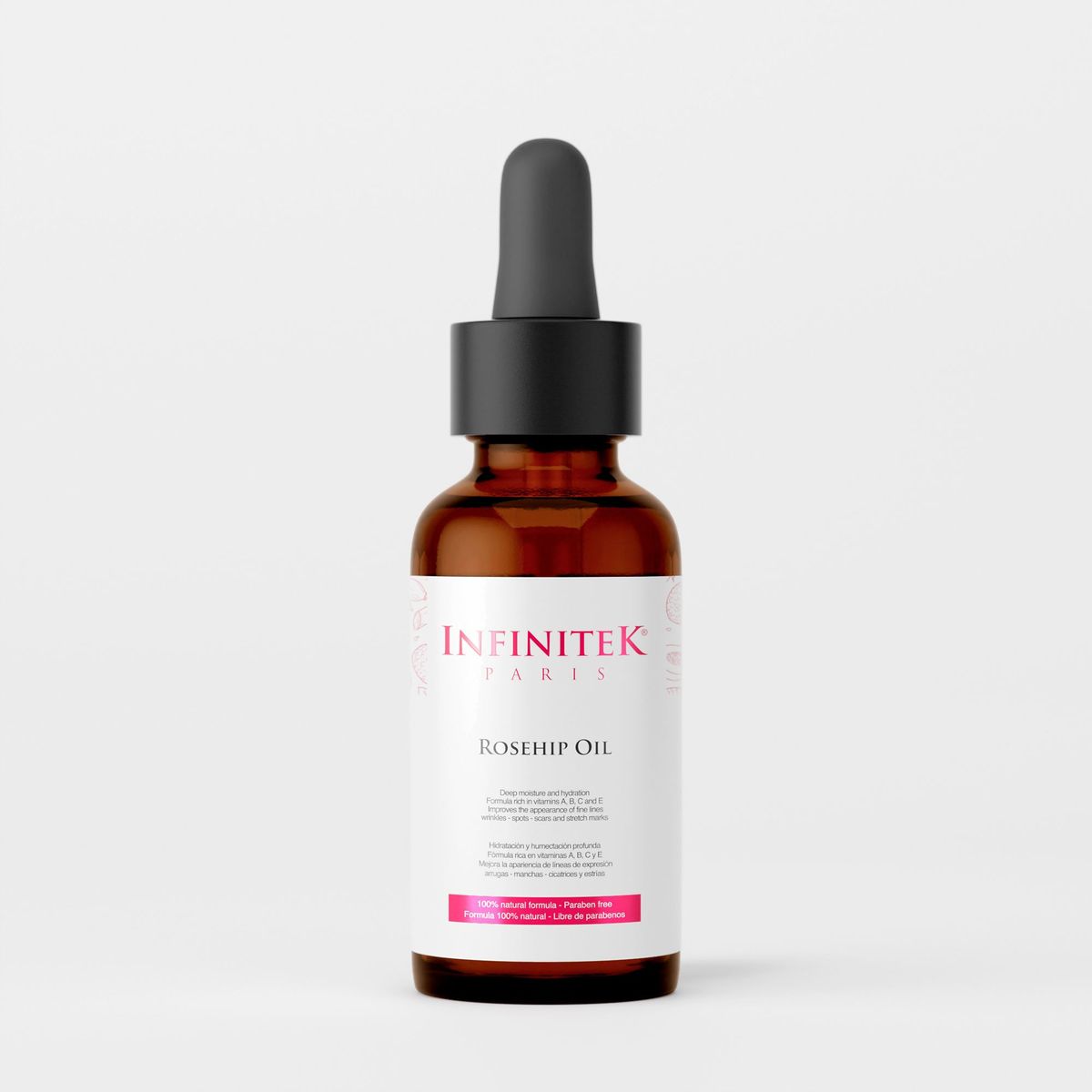 INFINITEK PARIS - Aceite Rosa Mosqueta Natural 20% – Regenera, Nutre y repara piel seca y sensible 30 ml