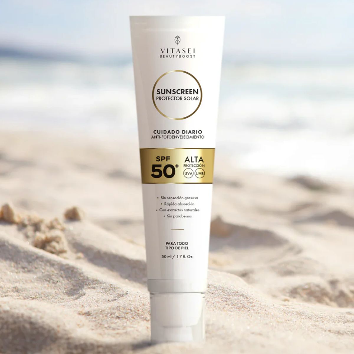 VITASEI - PROTECTOR SOLAR SPF 50 - ULTRA LIGERO CON ALTA PROTECCIÓN - UVA Y UVB