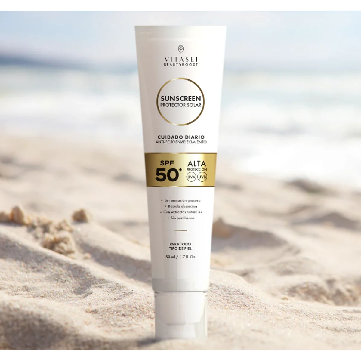 VITASEI - PROTECTOR SOLAR SPF 50 - ULTRA LIGERO CON ALTA PROTECCIÓN - UVA Y UVB
