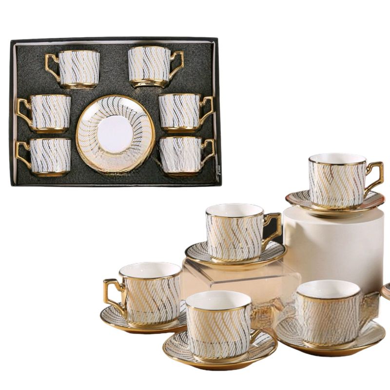 MULTIPLACE COLOMBIA - Set De Pocillos Dorados Para Cafe Tinto X 12 Piezas 150 Cc Importados.