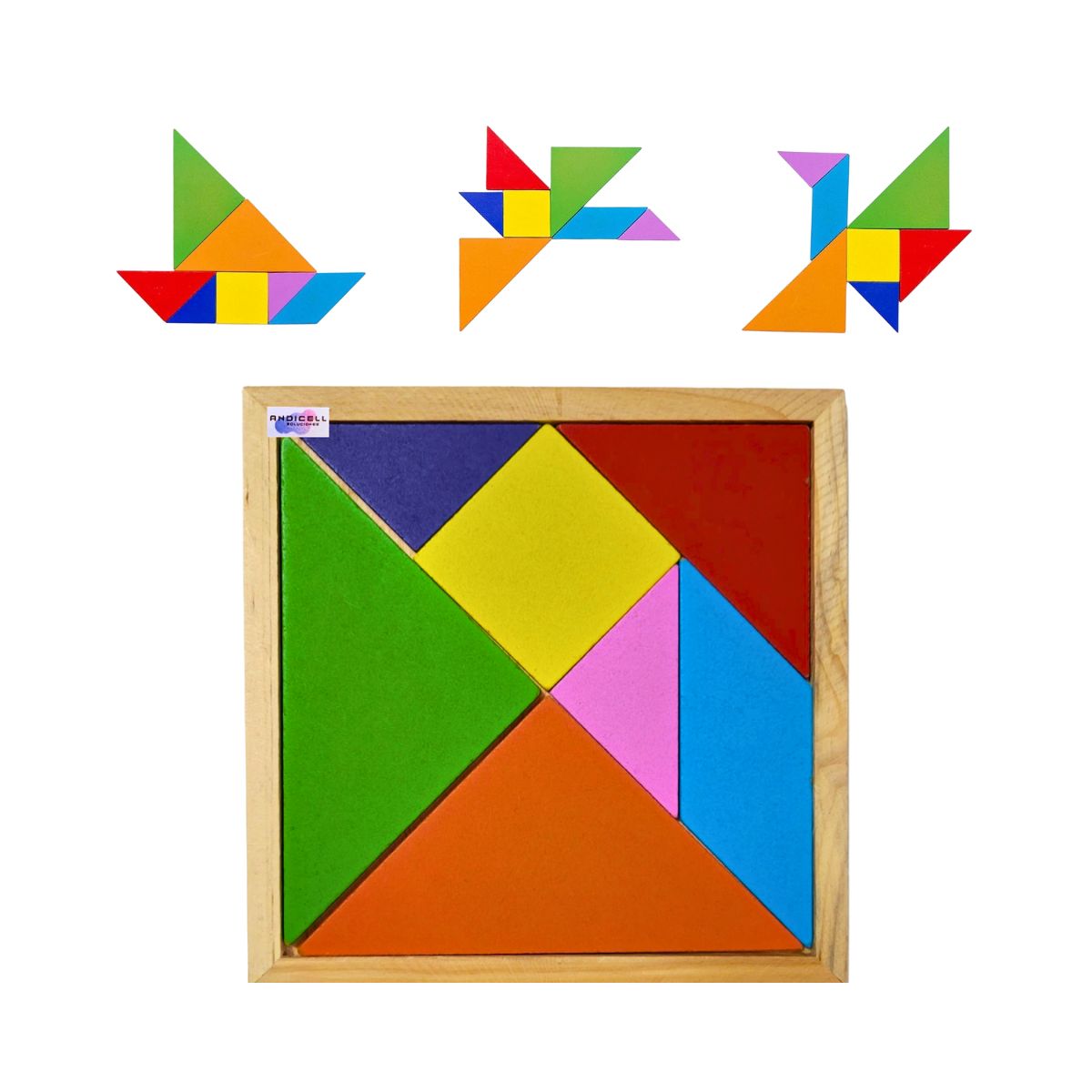 GENERICO - Juego Tangram Didáctico Educativo Madera x 7 Piezas