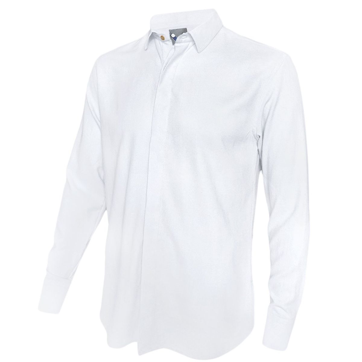 SON DOS - Camisa con botones escondidos blanca 100% lino manga larga hombre