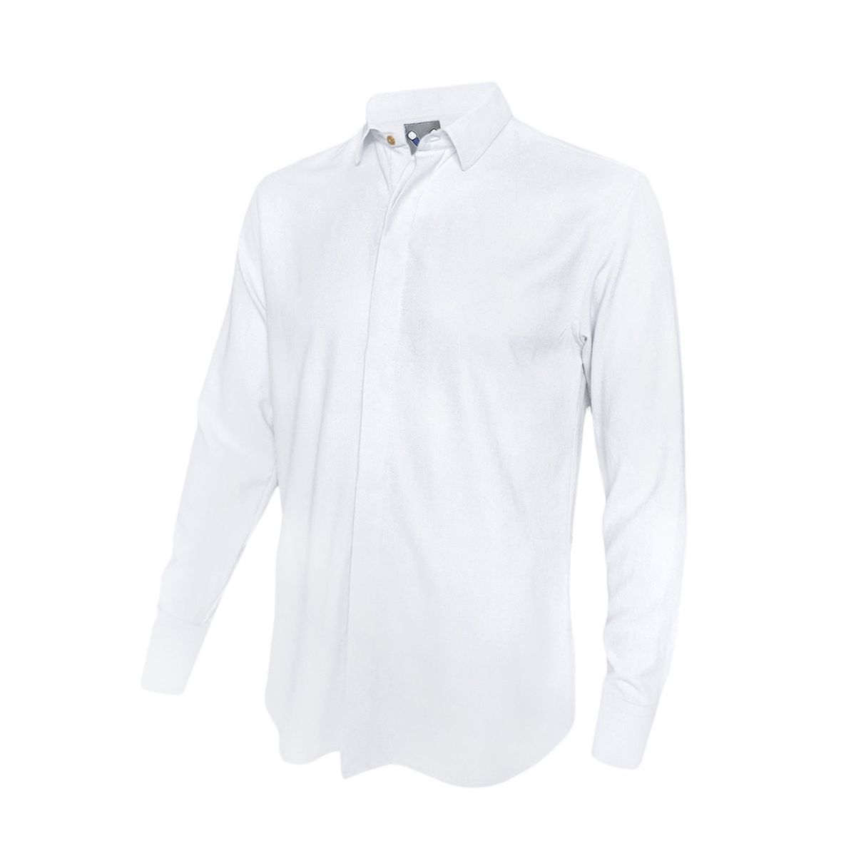 SON DOS - Camisa con botones escondidos blanca 100% lino manga larga hombre