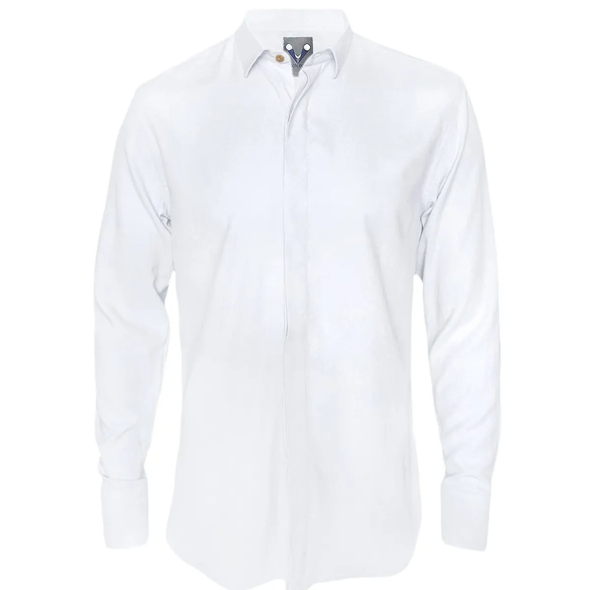 SON DOS - Camisa con botones escondidos blanca 100% lino manga larga hombre