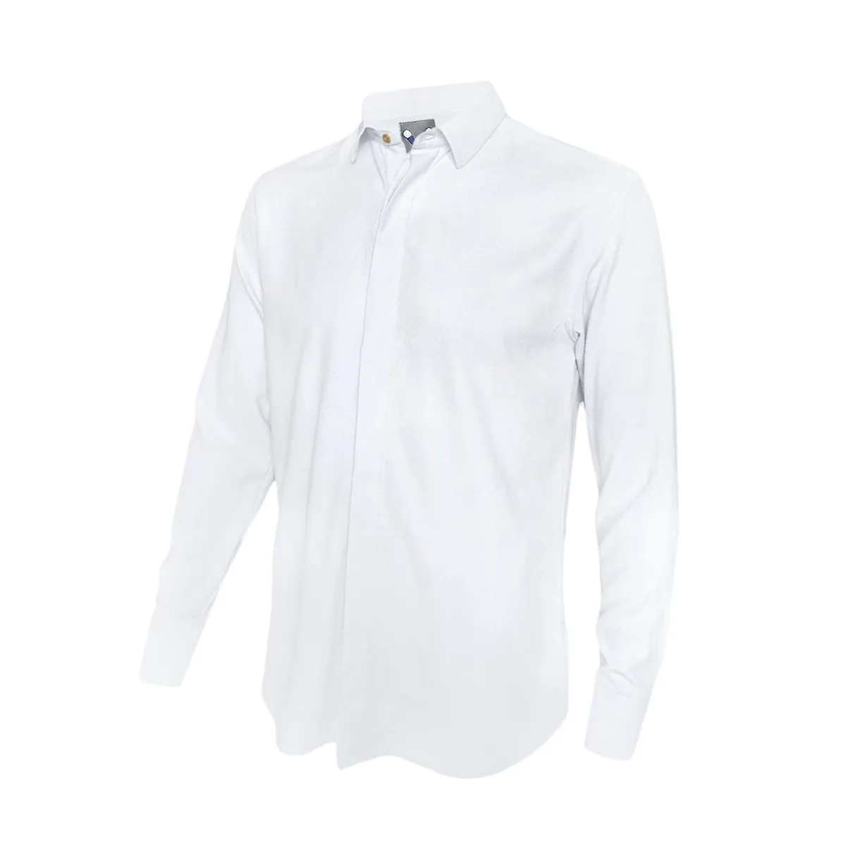 SON DOS - Camisa con botones escondidos blanca 100% lino manga larga hombre