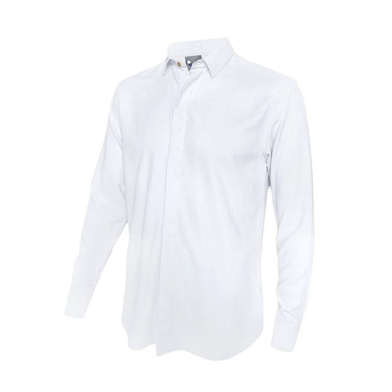 SON DOS - Camisa con botones escondidos blanca 100% lino manga larga hombre