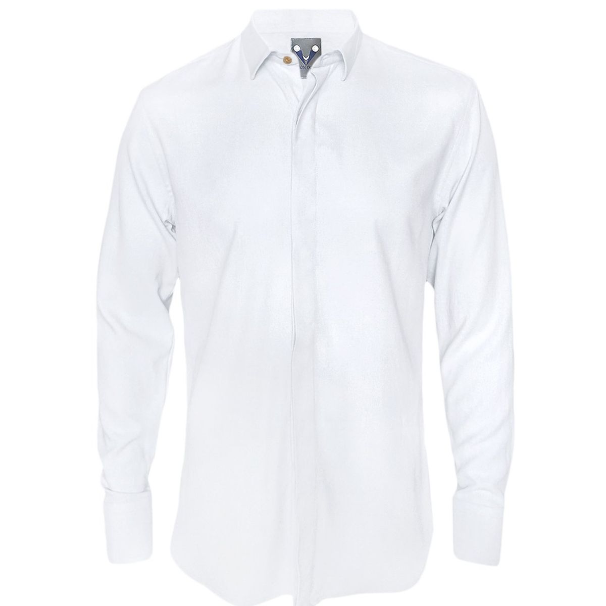SON DOS - Camisa con botones escondidos blanca 100% lino manga larga hombre