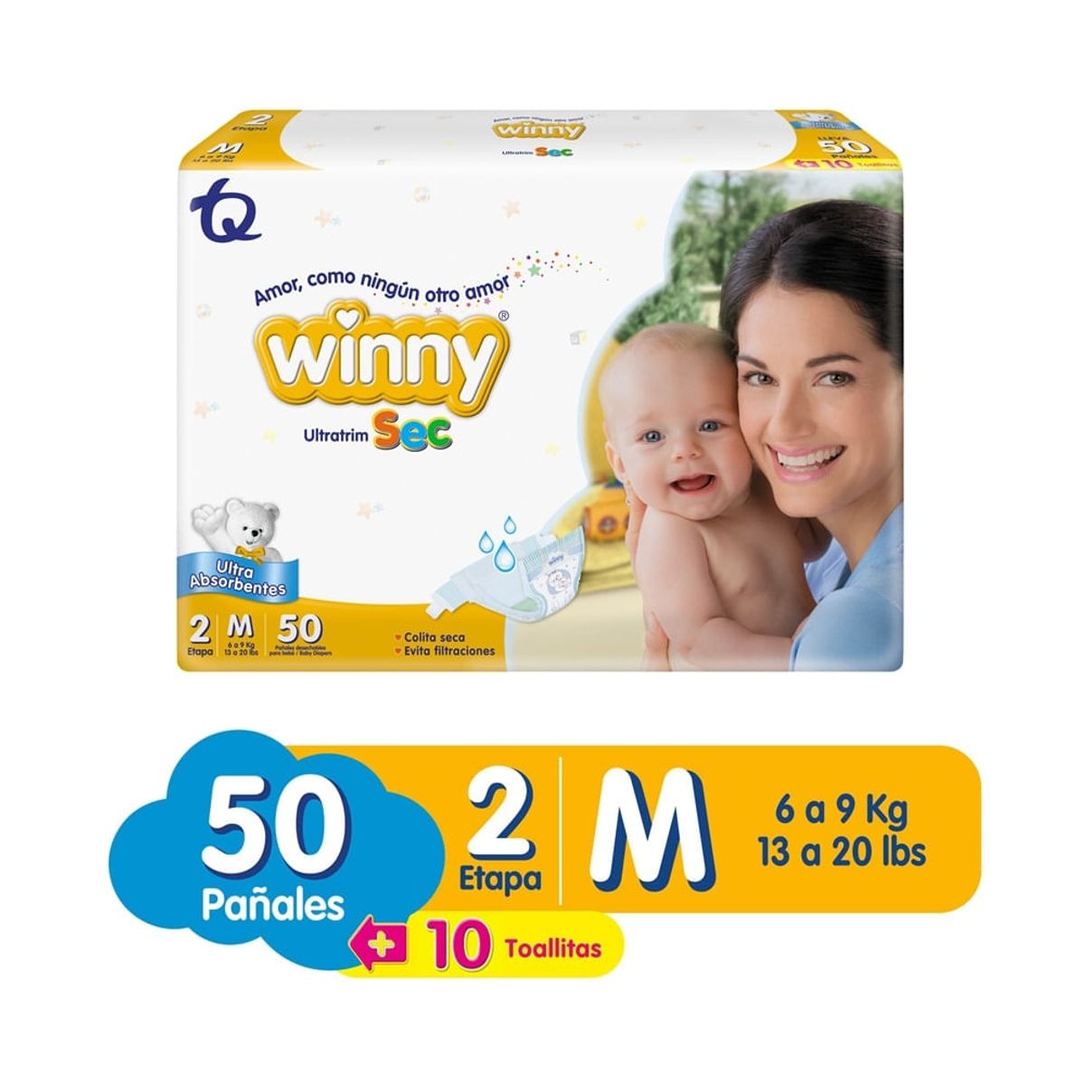 WINNY - Oferta Panal Winny Ultratrim Sec Etapa 2 X 50Und + Toallitas