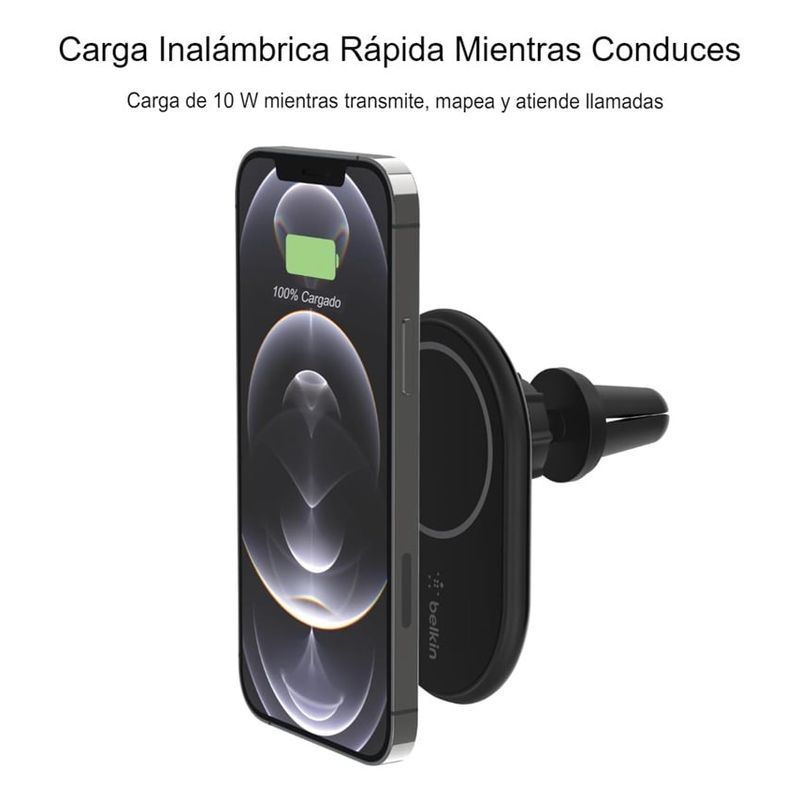 BELKIN - Cargador Inalambrico Belkin Para Vehiculo De 10w Cable 12m