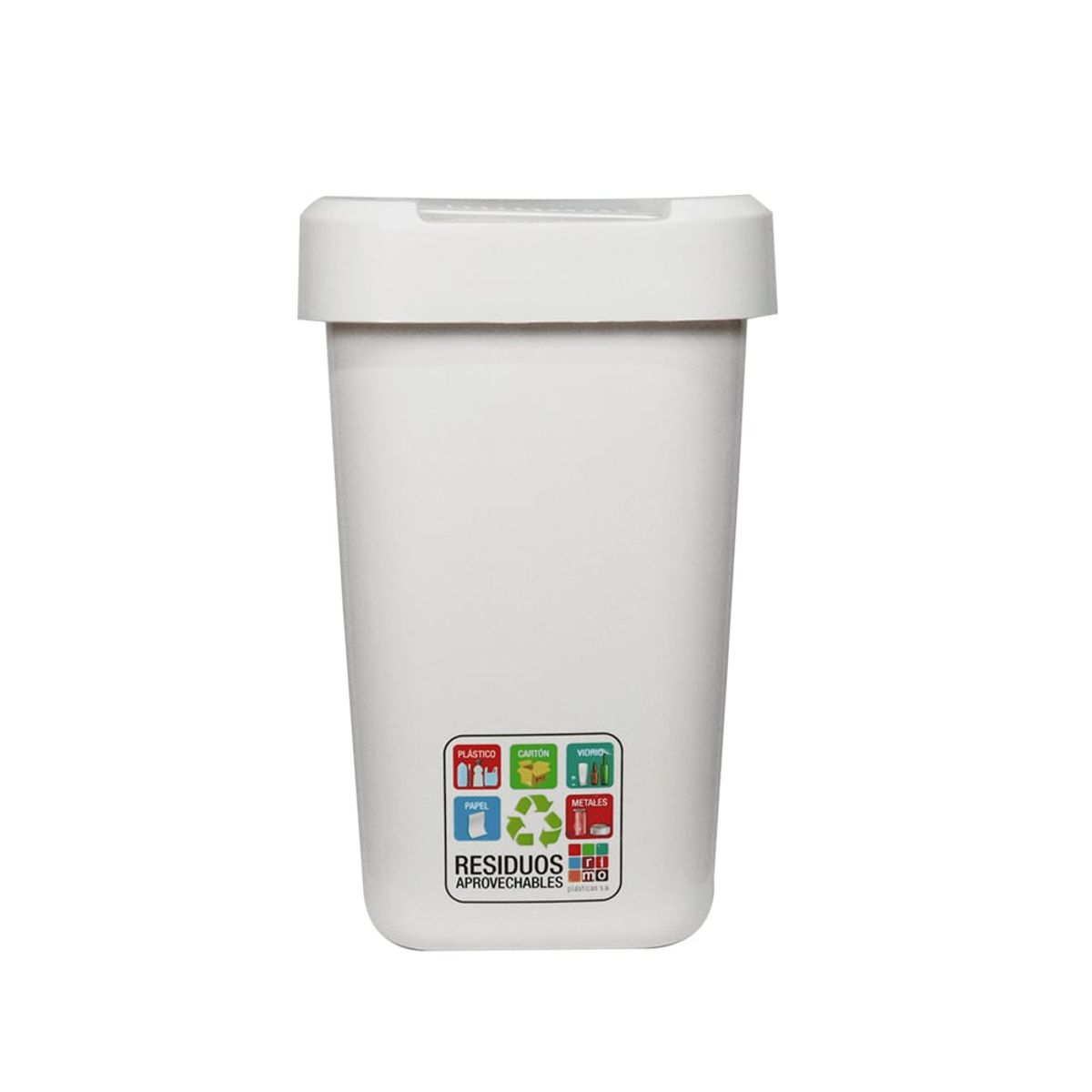 RIMO - Papelera Vaiven Plana Ecorimo 22 Litros Blanca