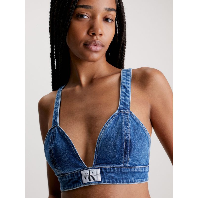 CALVIN KLEIN - Crop Top Azul De Jean Denim Para Mujer Calvin Klein